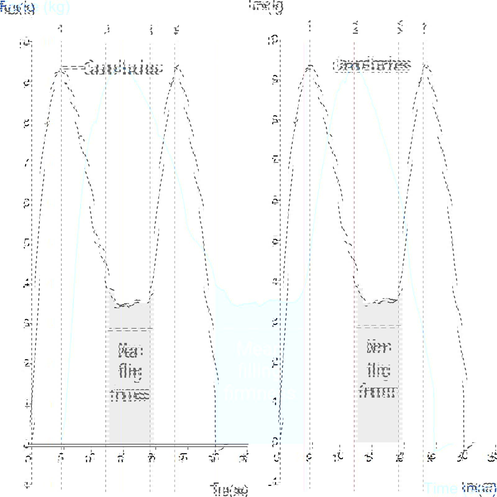 Graph showing the measurement of caramel firmness using a penetration test 
