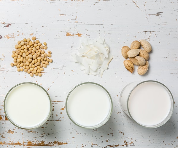 Alternative options to dairy milk - lentil, coconut and almond