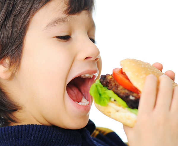 Eating a burger